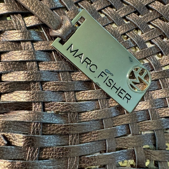 Marc Fisher Bronze Metallic & Gold Sequin Basket Weave Faux Leather Shoulder Bag - Picture 4 of 12